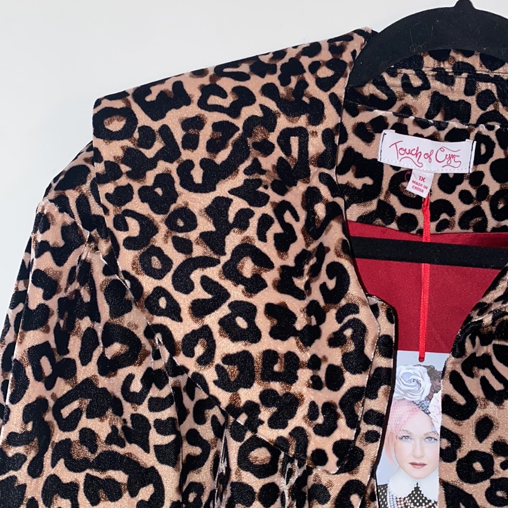 Touch Of Cyn By Cyndi Lauper Velvet Leopard Swing Coat - Picture 9 of 9